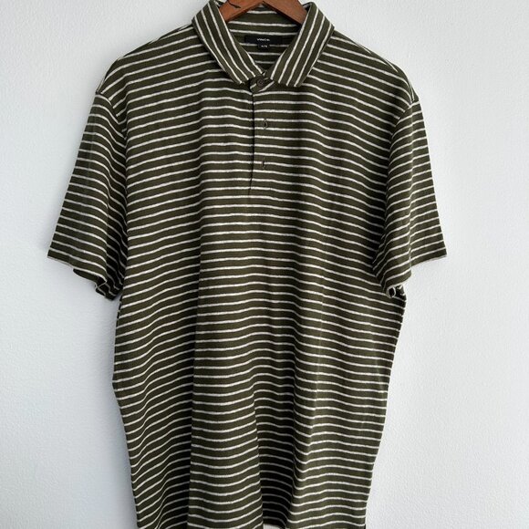 VINCE Stripe Cotton Slub Polo - Picture 3 of 4